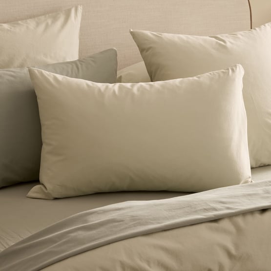 Stonewashed Cotton Pistachio Pillowcases