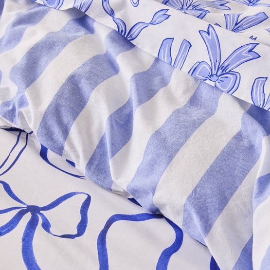Sweet Dreams Blue Bows Blue Quilt Cover Set + Separates