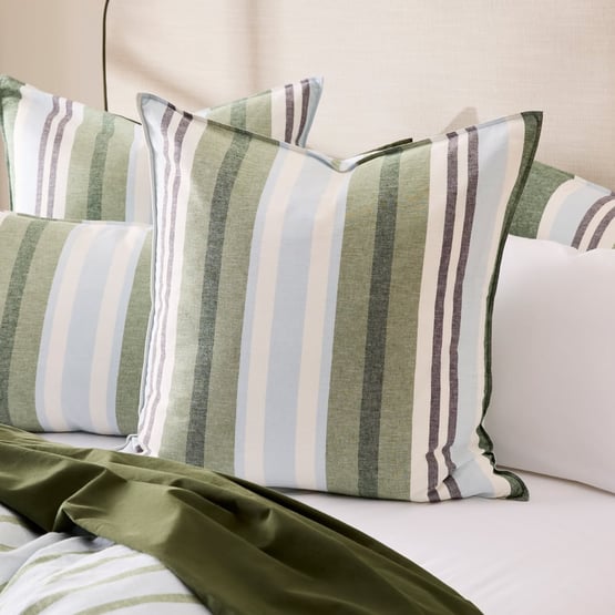 Pedro Green Stripe Cotton Linen Pillowcases