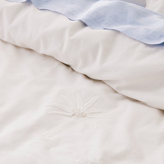 Byron Palm White Embroidered Quilt Cover Separates