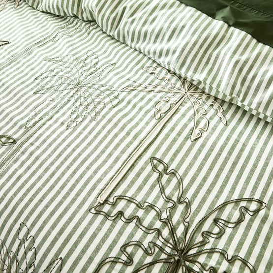 Kailani Green Embroidered Quilt Cover Set + Separates