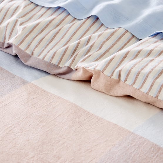 Linen Cotton Cove Blue Check Pillowcase