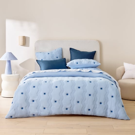 Starburst Blue Quilted Quilt Cover Separates
