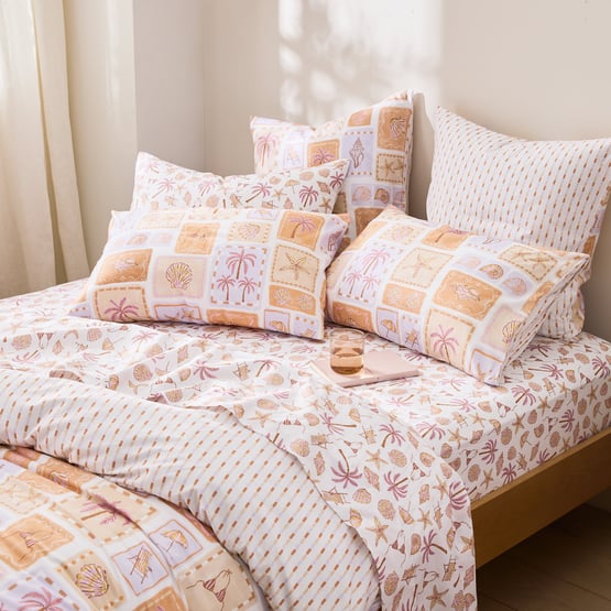 Sweet Dreams Beach Vibes Peach Quilt Cover Set + Separates