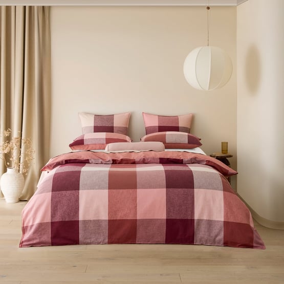 Linen Cotton Newland Earth Check Quilt Cover Set + Separates