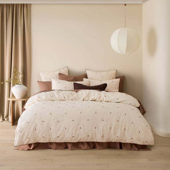 Capella Embroidered Natural Quilt Cover Set + Separates 
