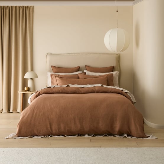 Vintaged Washed Linen Mocha Quilt Cover Separates