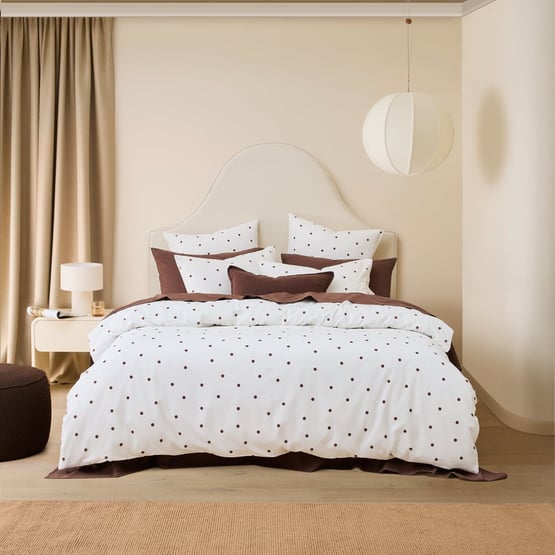 Stonewashed Cotton Chocolate & Coconut Spot Quilt Cover Separates