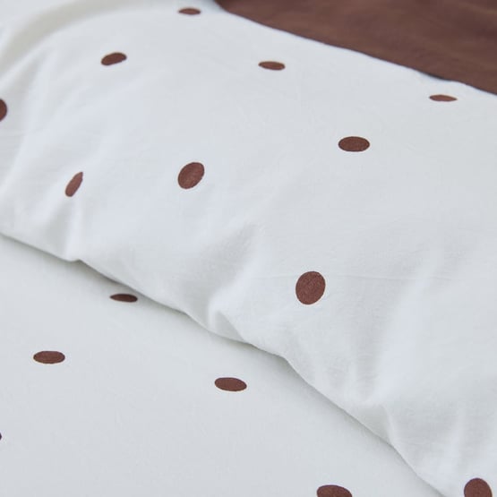 Stonewashed Cotton Chocolate & Coconut Spot Quilt Cover Separates