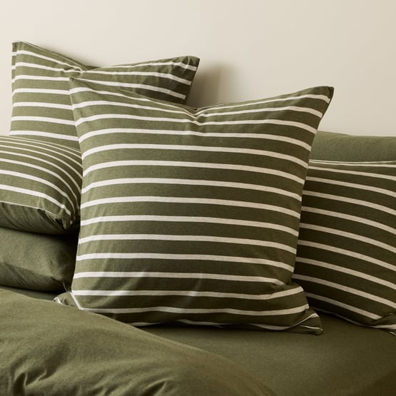 Ultra Soft Jersey Olive & Oat Stripe Pillowcases