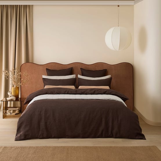 Vintage Washed Linen Chocolate Quilt Cover Separates