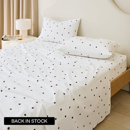 Stonewashed Cotton Chocolate & Coconut Spot Sheet Separates