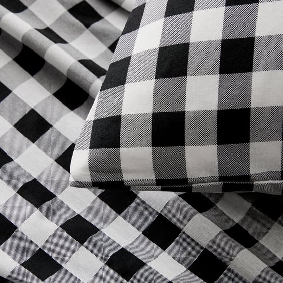 Charcoal Check Printed Percale Sheet Set