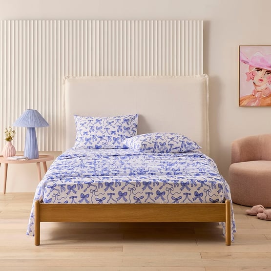 Sweet Dreams Blue Bows Blue Sheet Set
