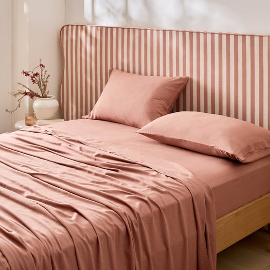Washed Bamboo Linen Nutmeg Sheet Set