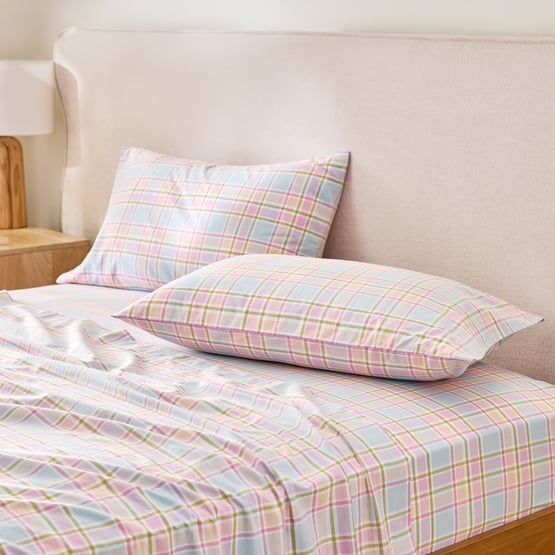 Yarn Dyed Freesia Check Soft Purple Sheet Set