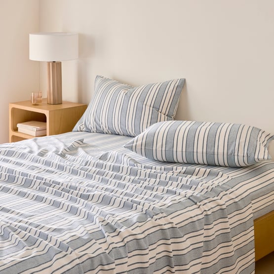 Yarn Dyed Navy Stripe Sheet Set