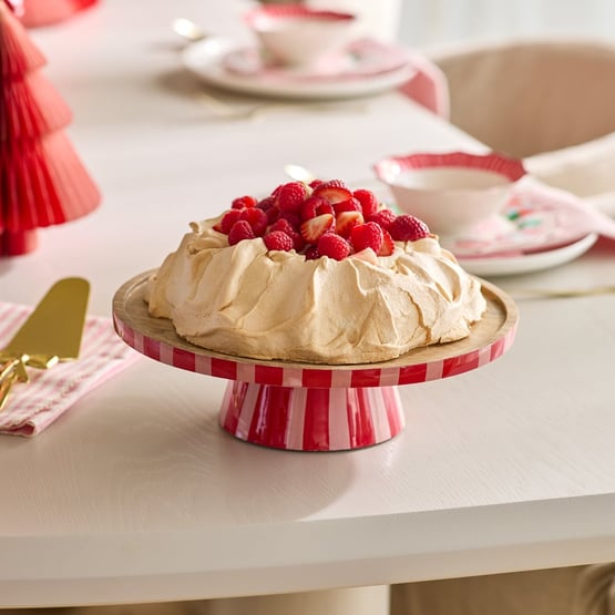 Christmas Red & Pink Mango Wood Cake Stand