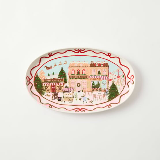 Gingerbread Village Oval Platter