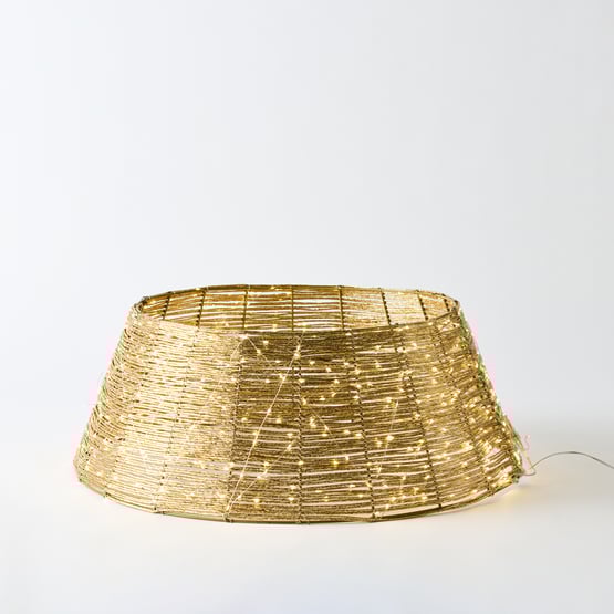 Sparkling Gold Tree Skirt with LED Lights
