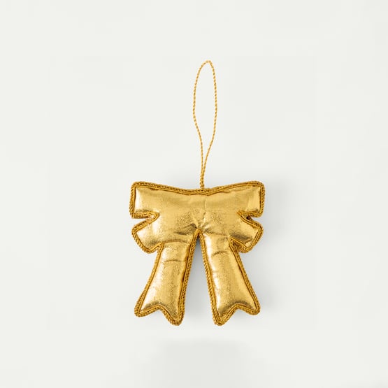 Embroidered Gold Bow Decoration