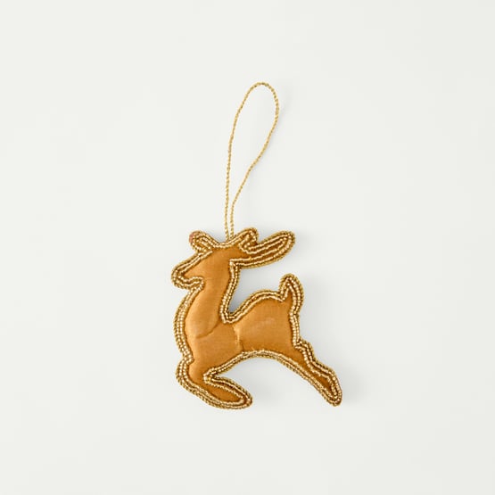 Embroidered Gold Reindeer Decoration