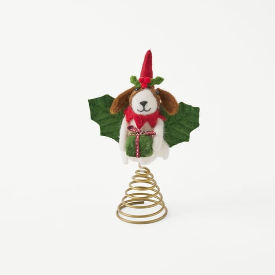 Christmas Dog Felted Tree Topper