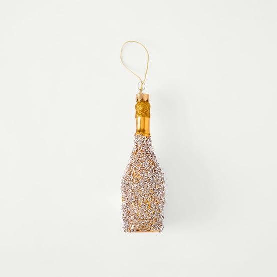 Vintage Glass Gold Champagne Ornament