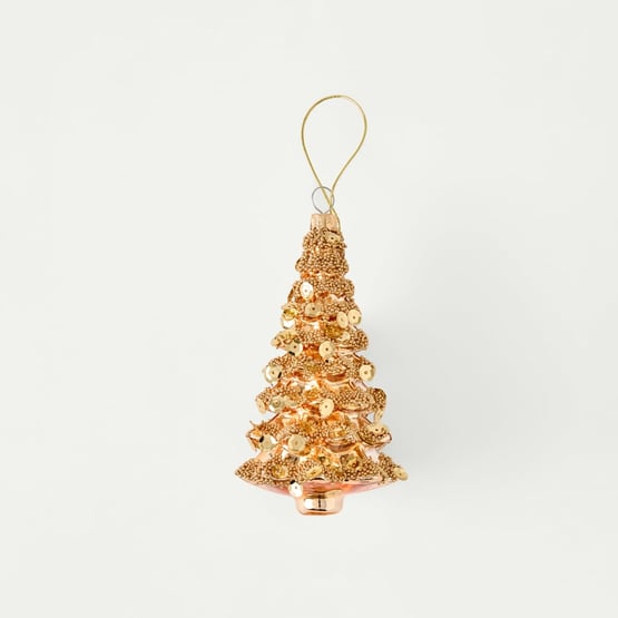 Vintage Glass Gold Frosted Tree Ornament