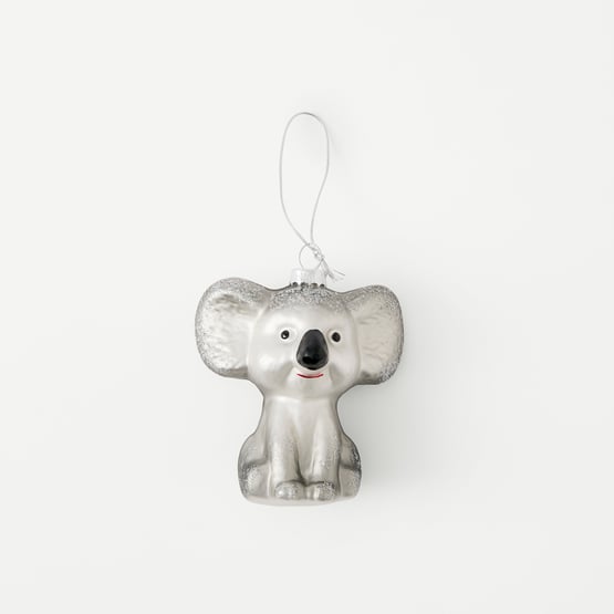 Vintage Glass Grey & Silver Koala Ornament