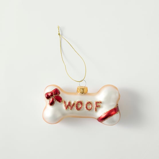 Vintage Glass Woof Bone Ornament