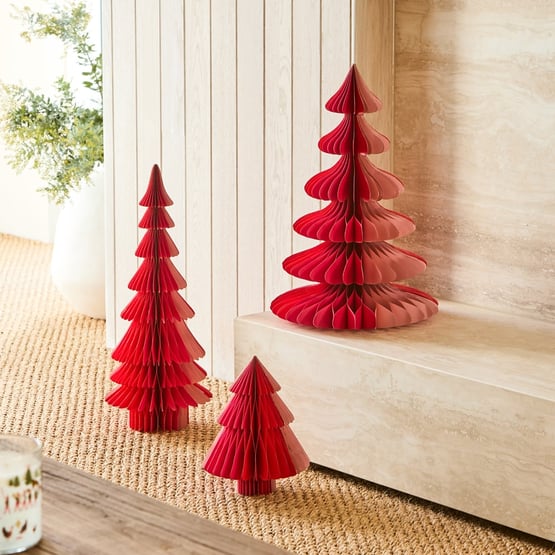 Honeycomb Paper Red & Pink Small Tree