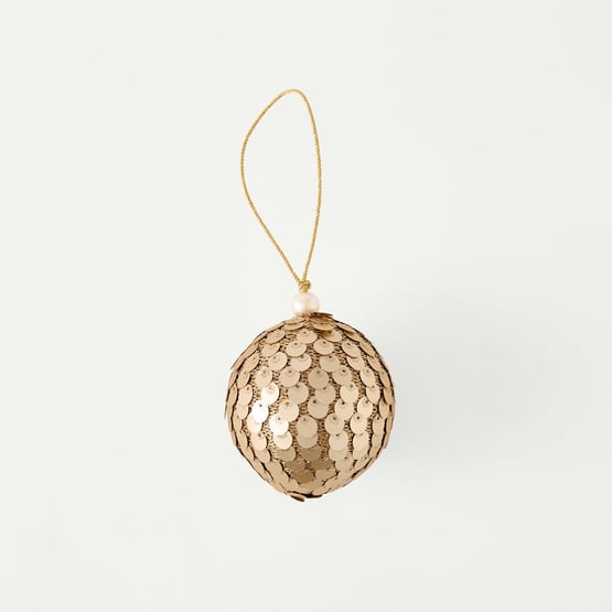 Gold Sequin Bead Ball Ornament