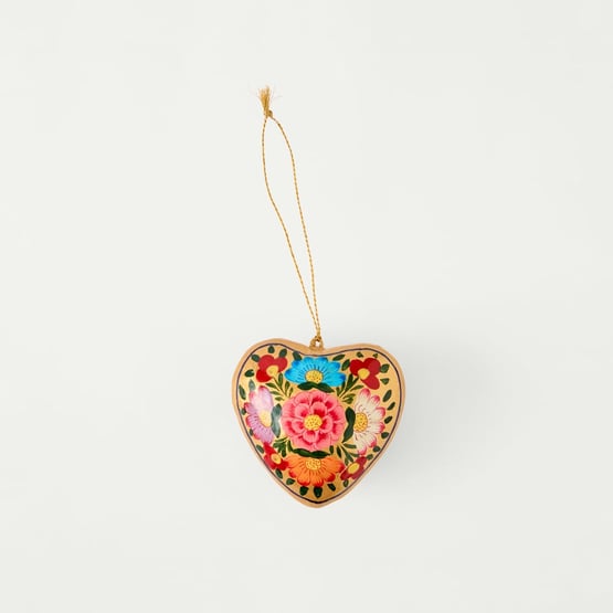 Papier Mache Gold Bouquet Heart Decoration