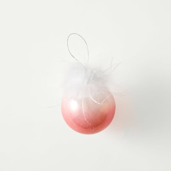 Pink & White Vintage Fluffy Top Bauble