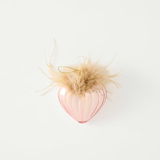 Pink Heart Glass Fluffy Decoration