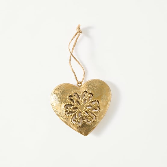 Gold Heart Pressed Metal Decoration