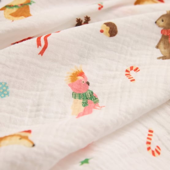 Baby Festive Animals White Swaddle Pack of 2