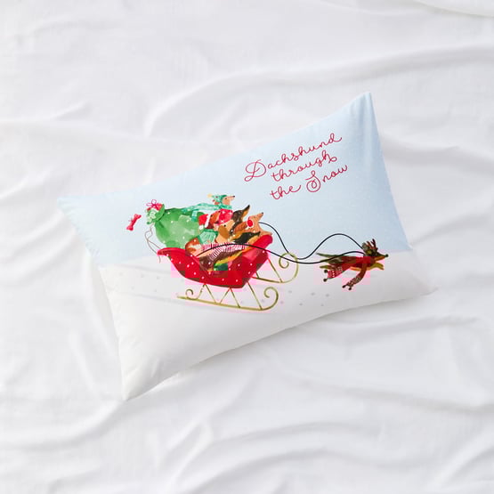 Dachshund Through The Snow Text Pillowcase