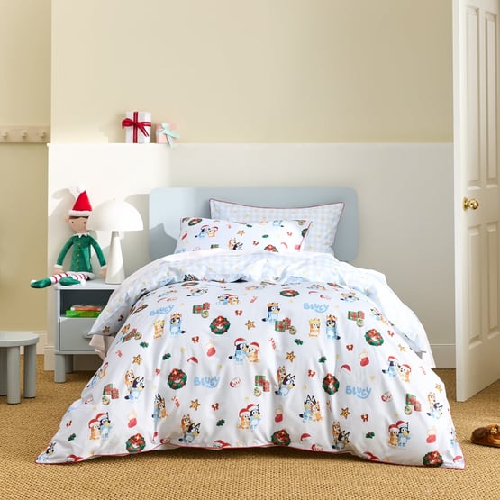 BBC Bluey Christmas Blue Quilt Cover Set