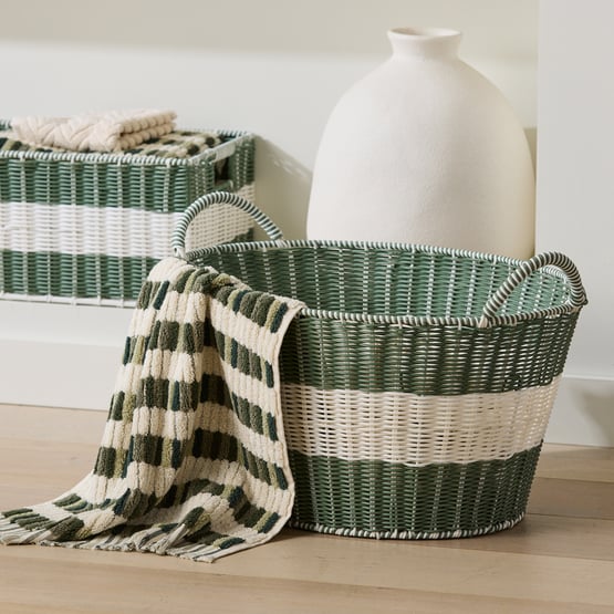 Eden Green & White Wash Basket