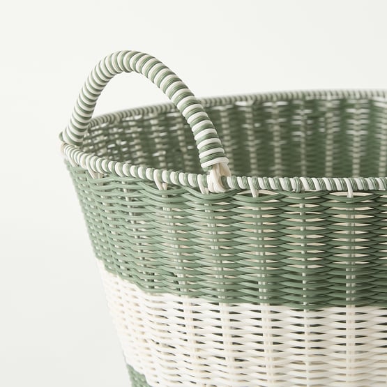 Eden Green & White Wash Basket