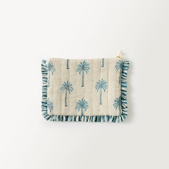 Woodblock Blue Spring Palm Glam Bag