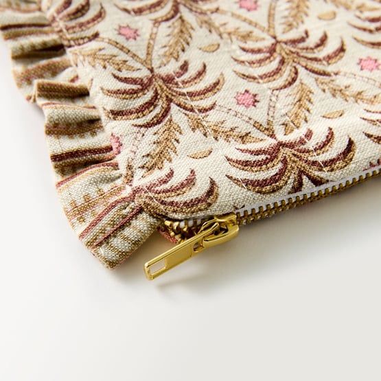 Woodblock Sunlit Palm Glam Bag