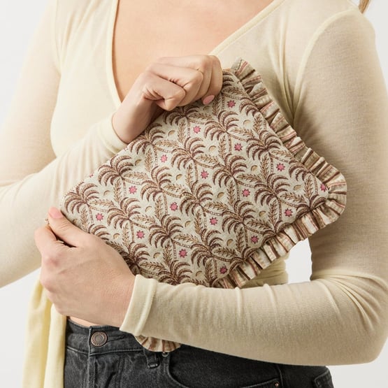 Woodblock Sunlit Palm Glam Bag