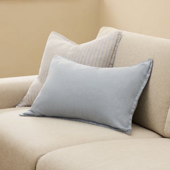 Belgian Light Denim Vintage Washed Linen Long Cushion