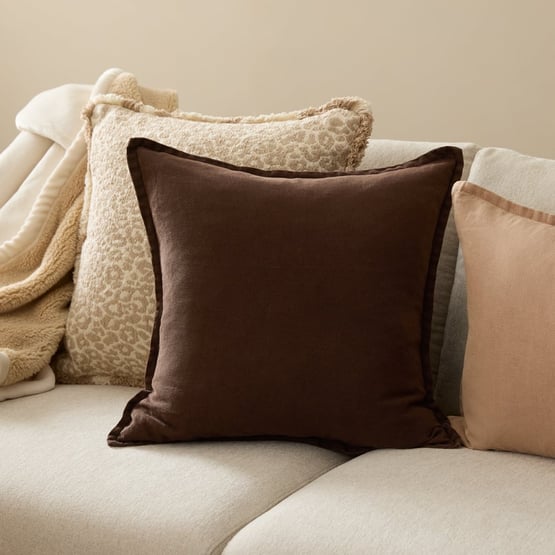 Belgian Chocolate Vintage Washed Linen Cushion