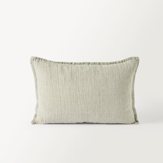 Belgian Gum Leaf Marle Vintage Washed Linen Long Cushion