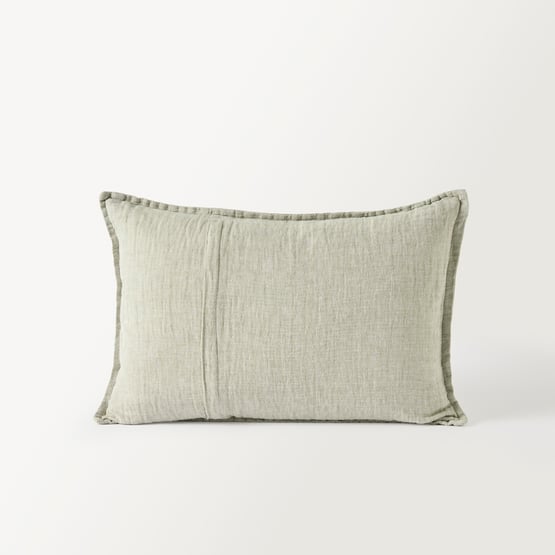 Belgian Gum Leaf Marle Vintage Washed Linen Long Cushion