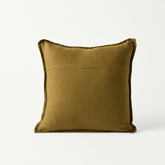 Belgian Vintage Washed Linen Olive Cushion